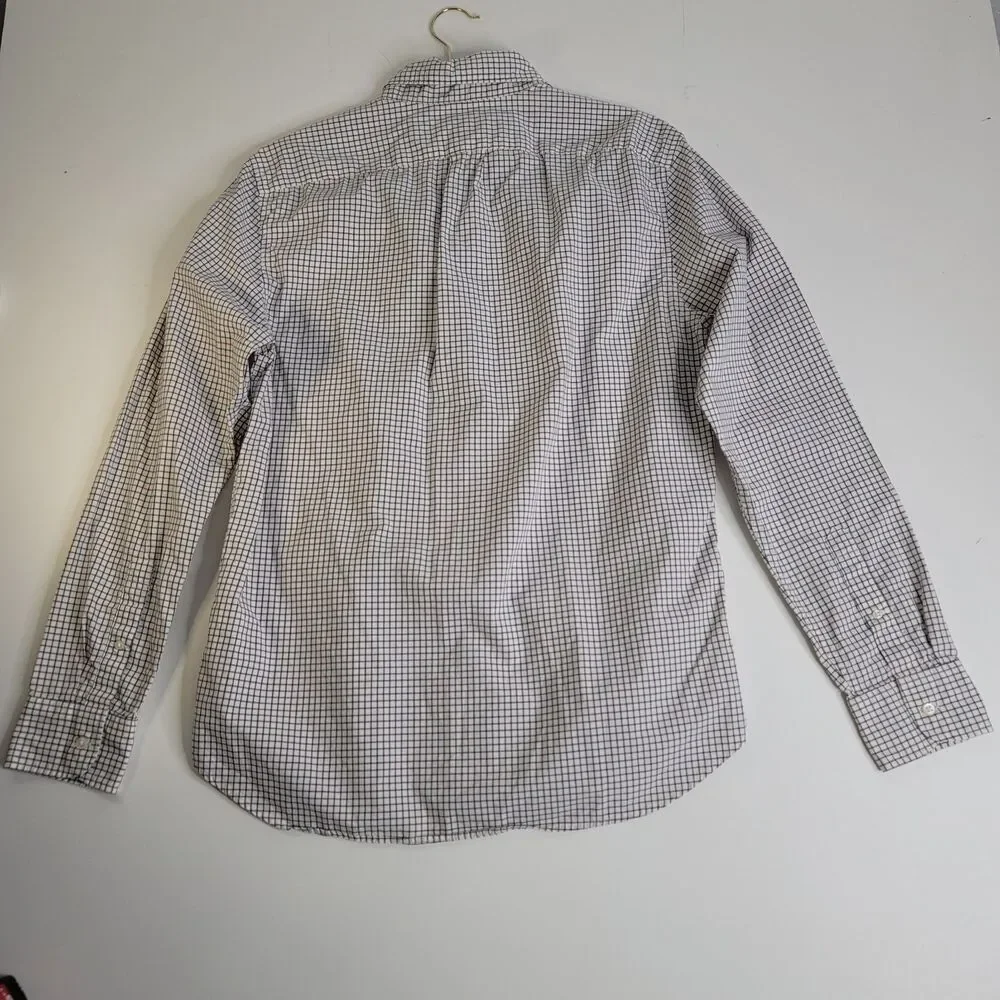 J.Crew Secret Wash Shirt Men's Slim Medium Brown Blue Check Cotton Button Front